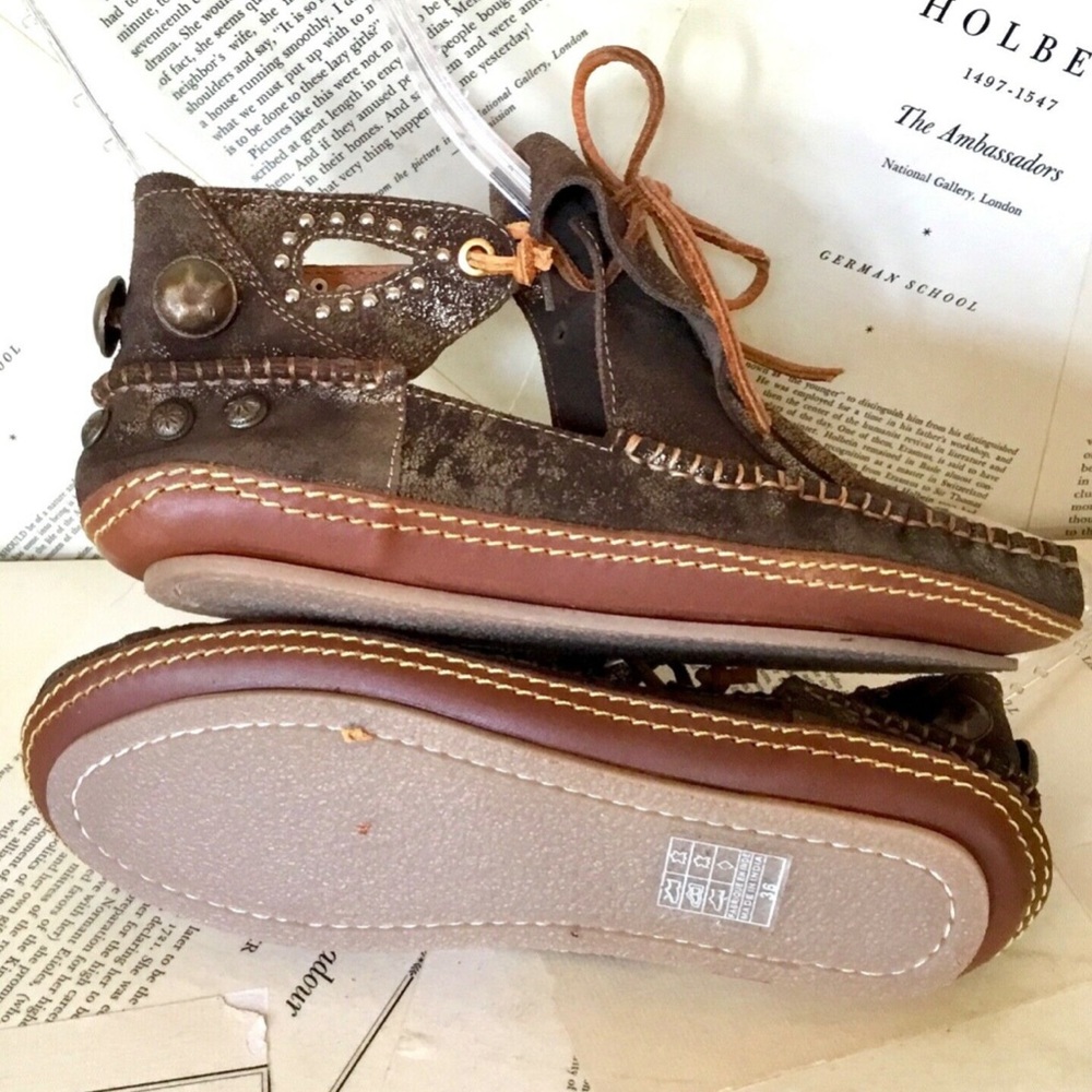 Free People Moccasin Brushed Metallic Studded36/6 - Picture 3 of 6